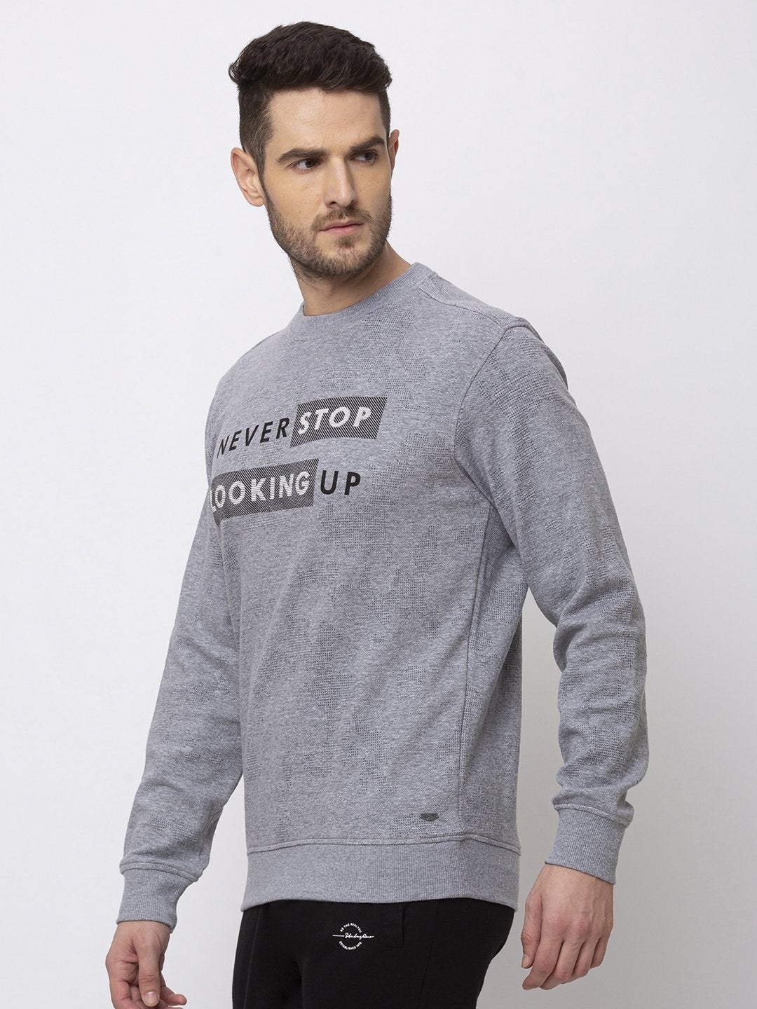 Status Quo | Men's Grey Polycotton Printed Sweatshirts 1