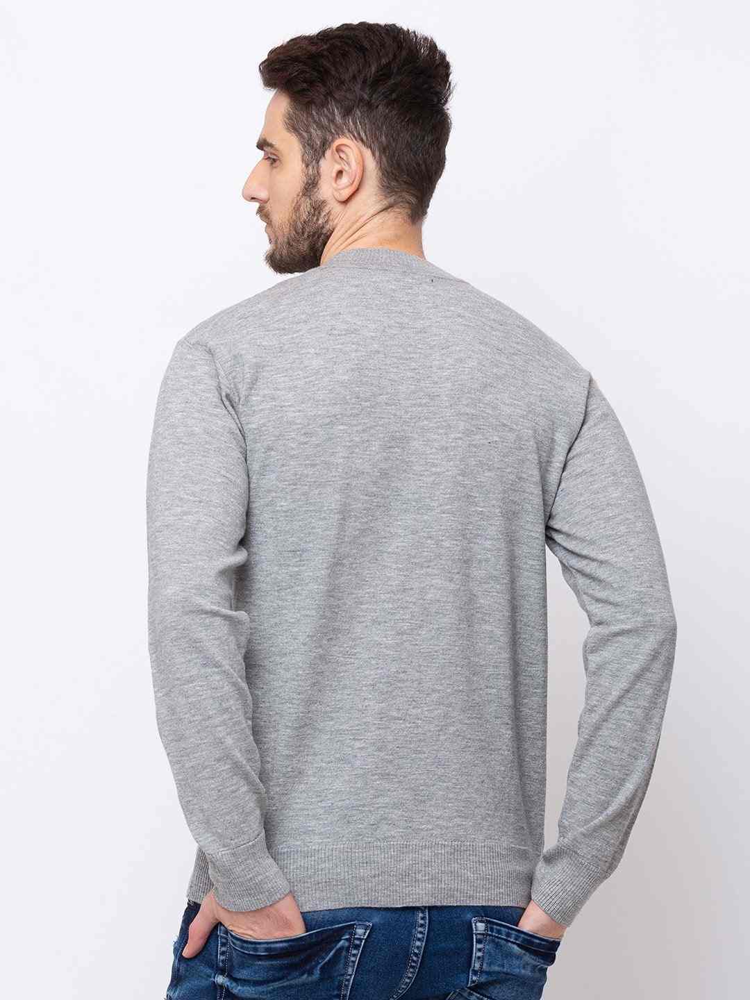 Men's Grey Polycotton Melange Sweaters