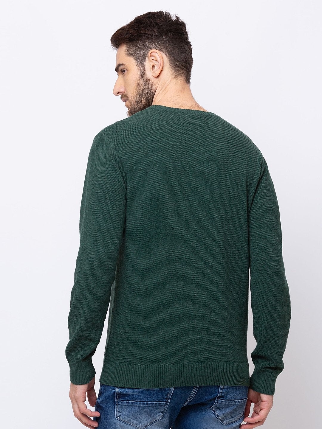 Status Quo | Men's Green Cotton Solid Sweaters 2