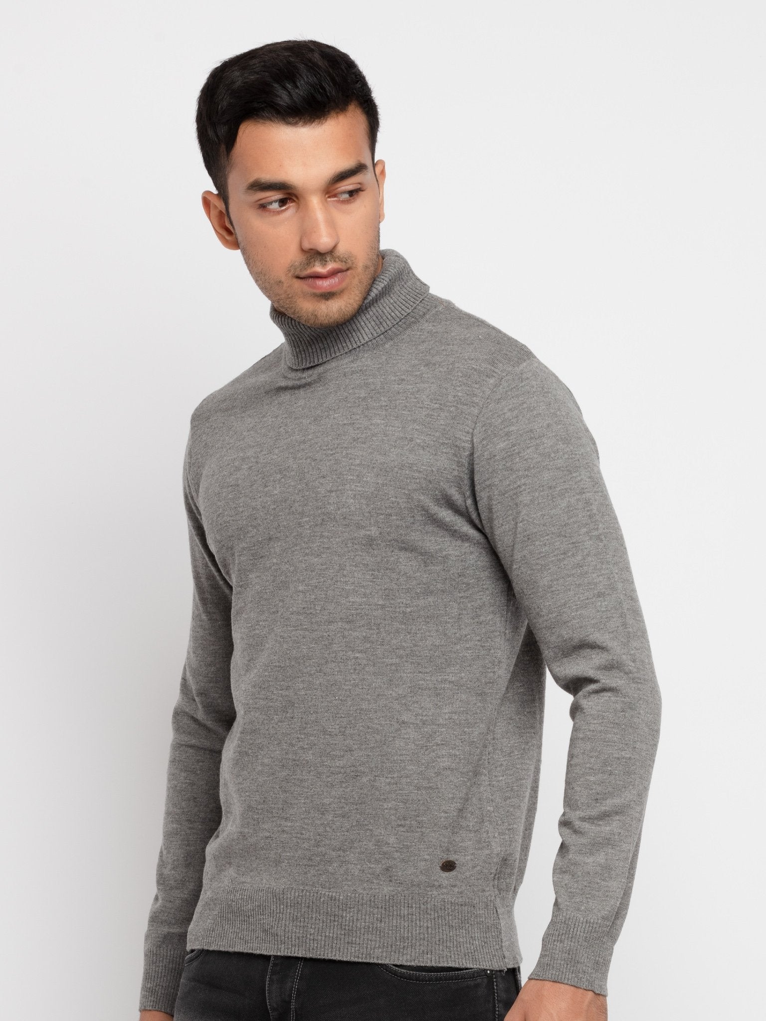 Status Quo | Men's Grey Polycotton Melange Sweaters 1
