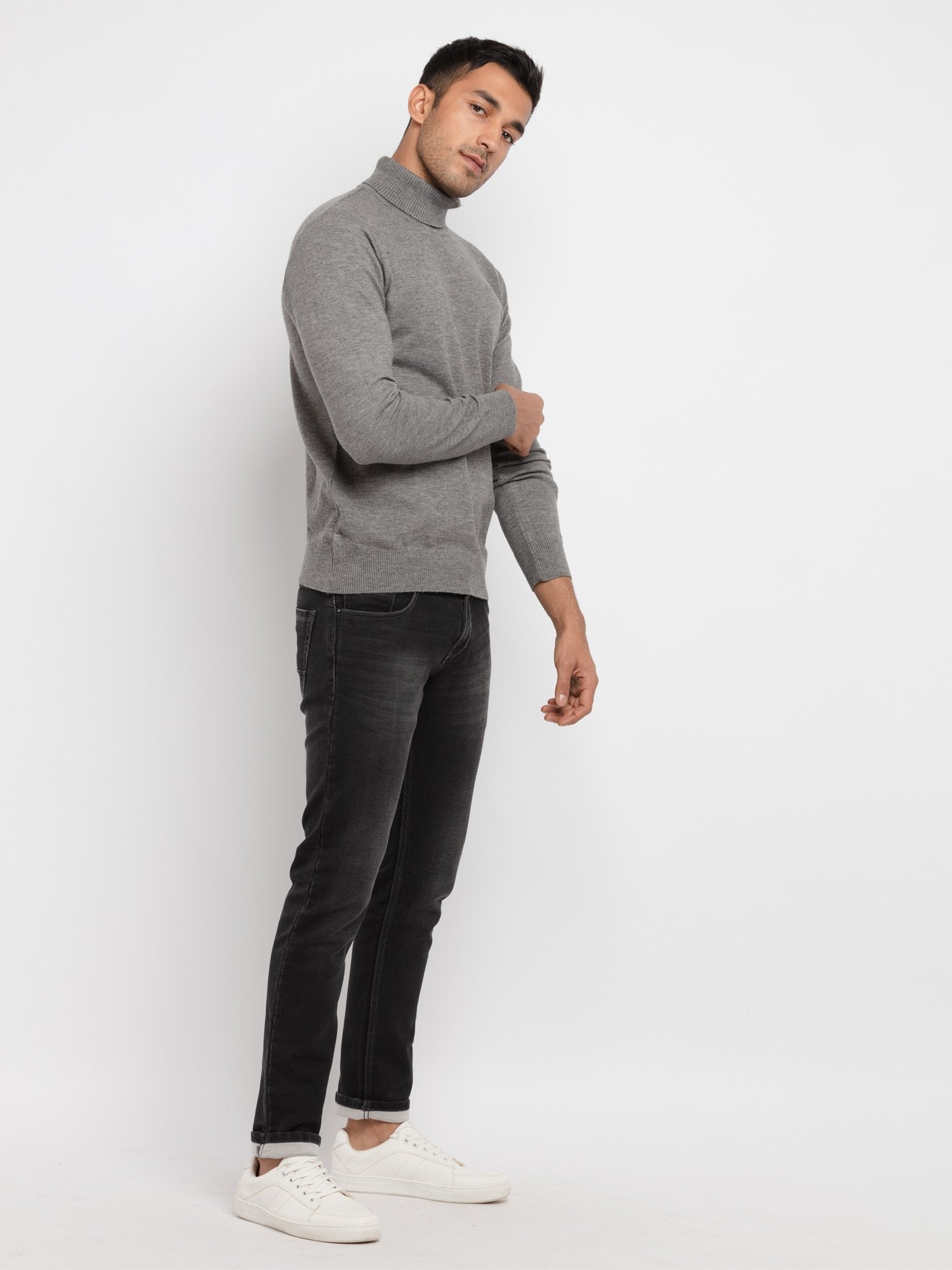 Status Quo | Men's Grey Polycotton Melange Sweaters 7