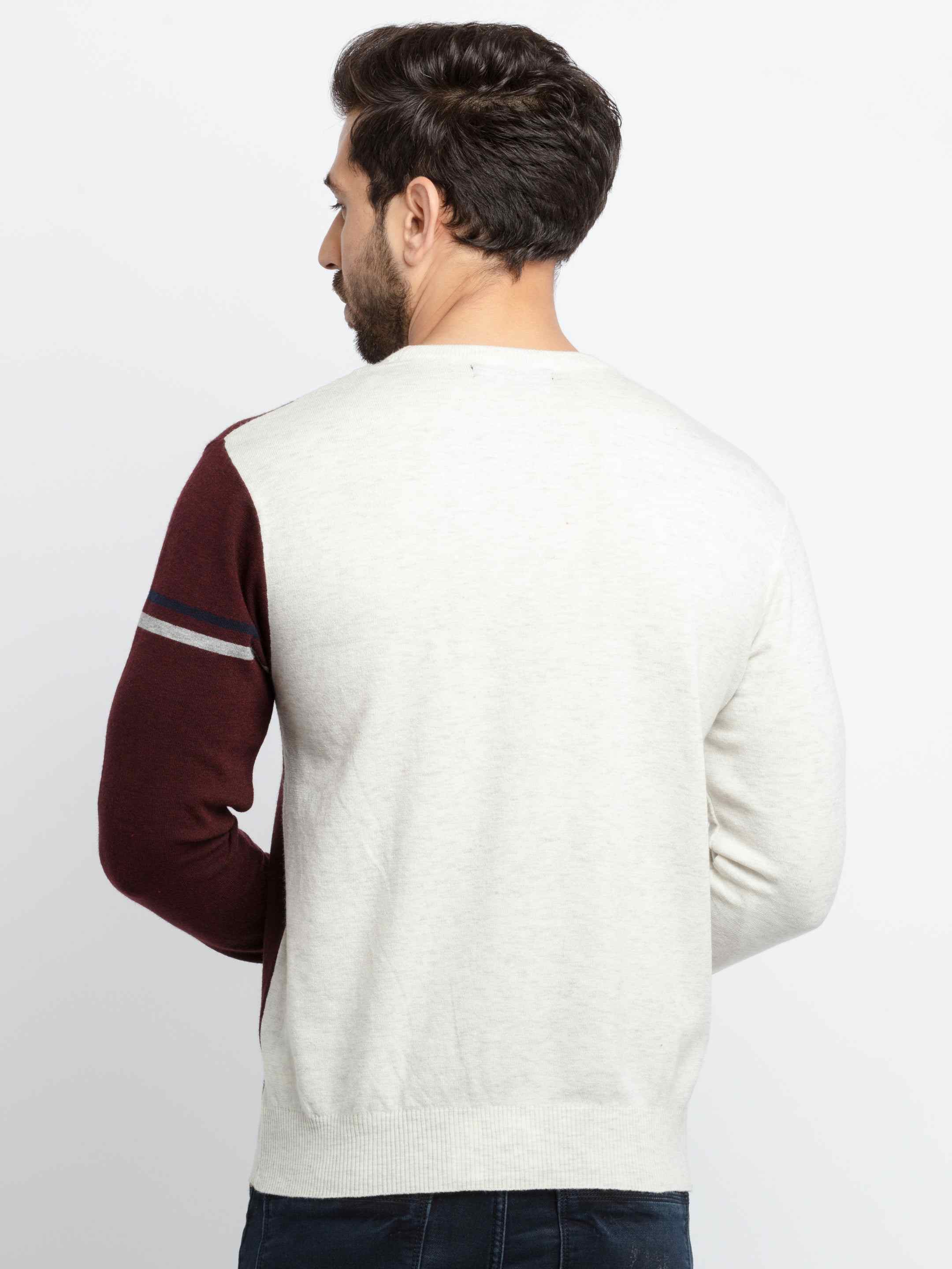 Men's Red Acrylic Colourblock Sweaters
