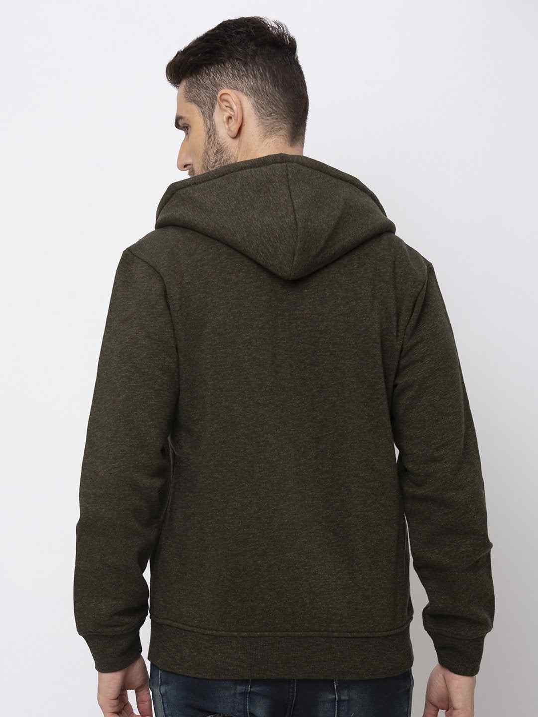 Men's Green Polycotton Solid Hoodies