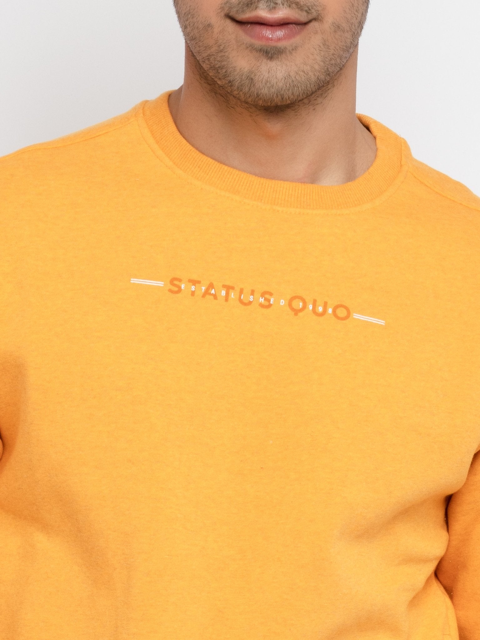 Status Quo | Men's Yellow Polycotton Printed Sweatshirts 6