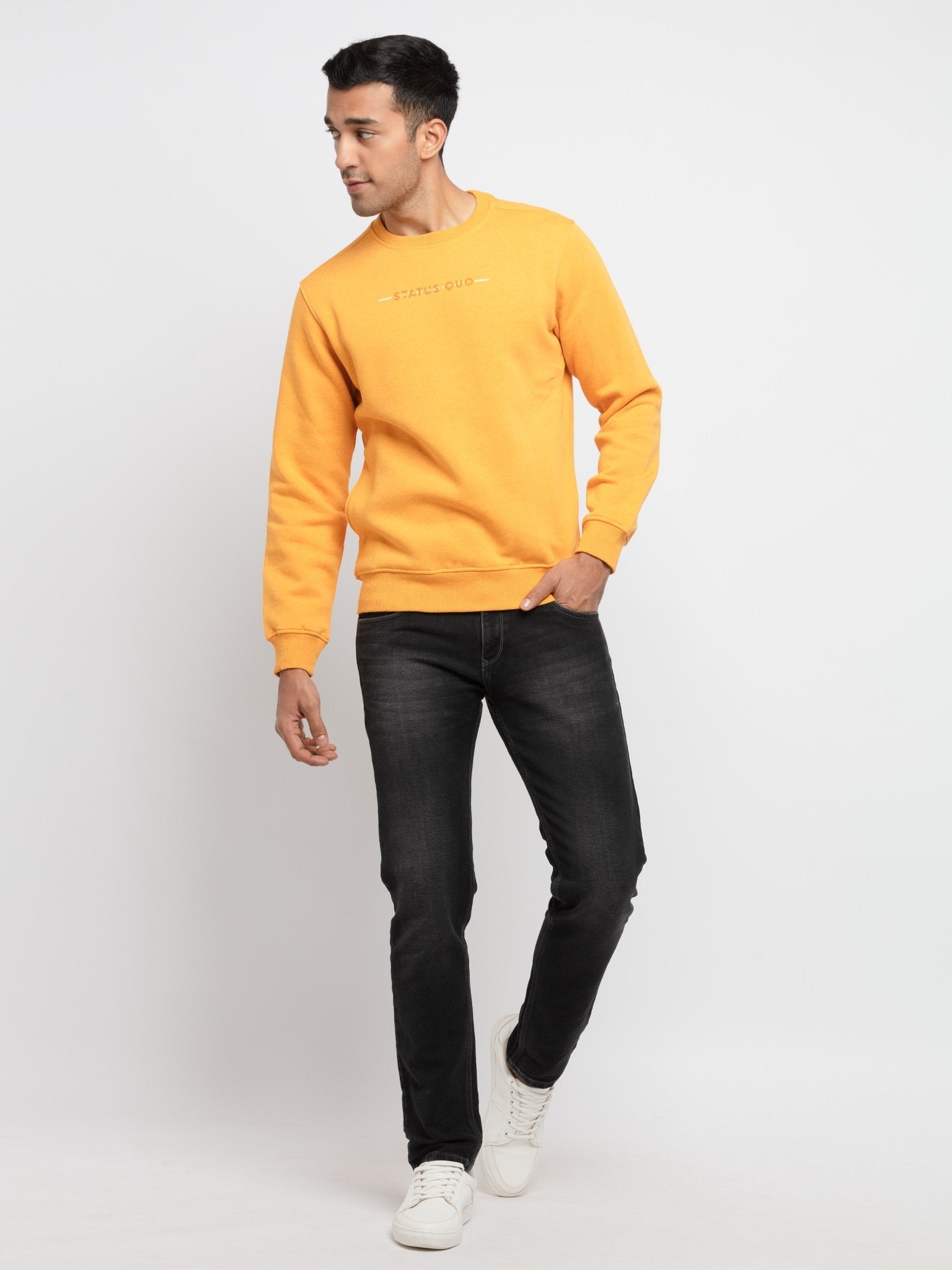 Status Quo | Men's Yellow Polycotton Printed Sweatshirts 7