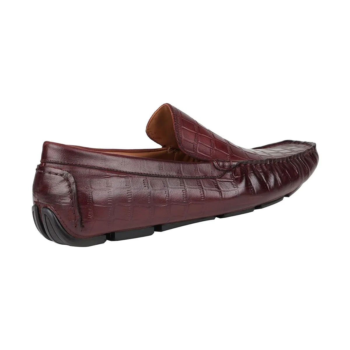 Crocoman Red Driver Loafers