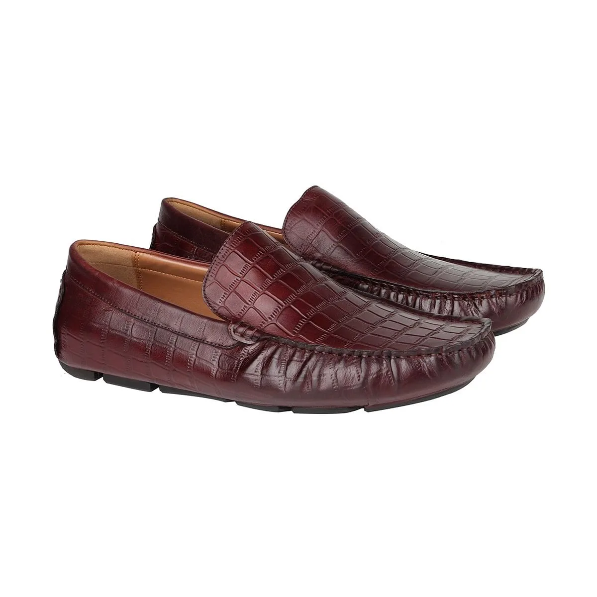 Crocoman Red Driver Loafers
