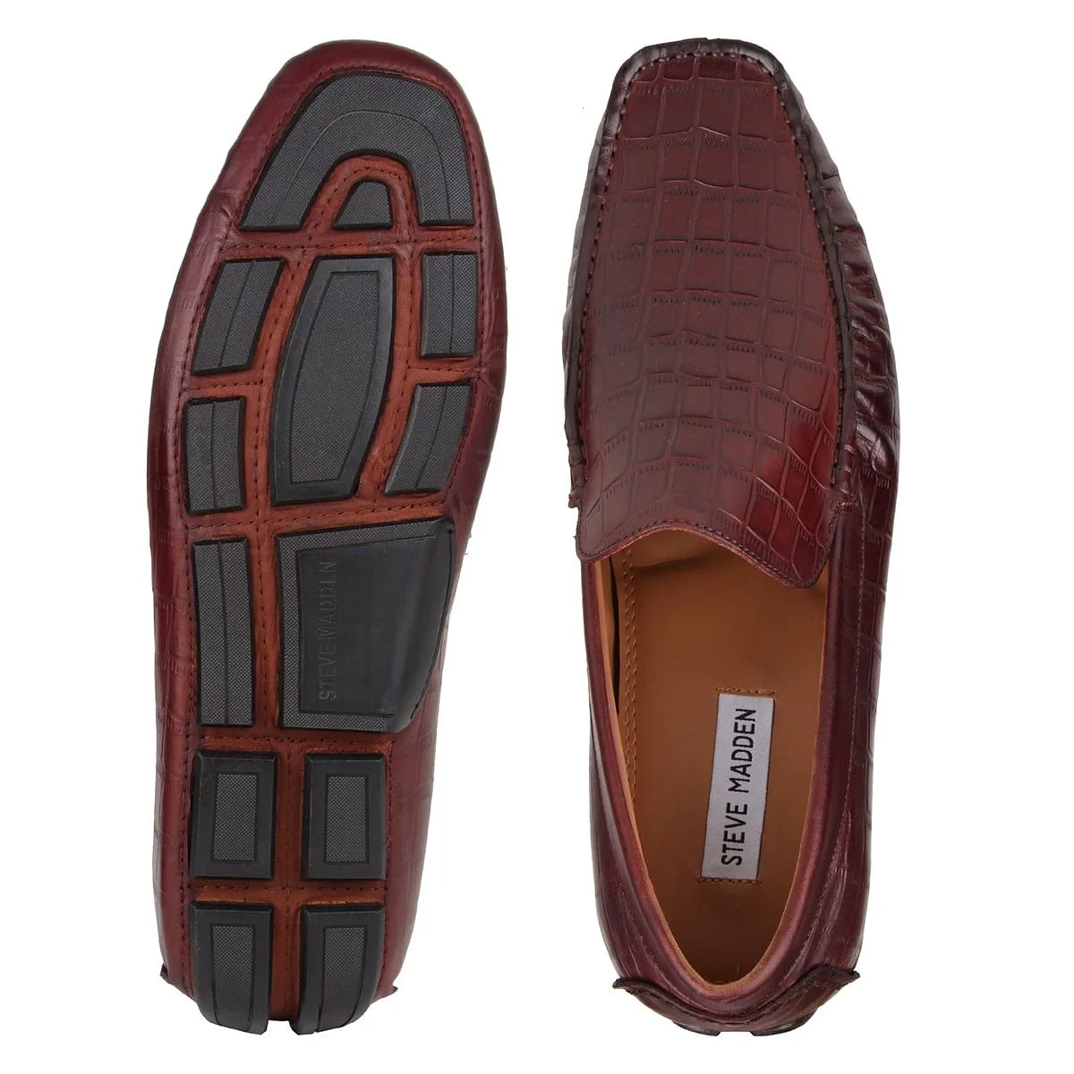 Crocoman Red Driver Loafers
