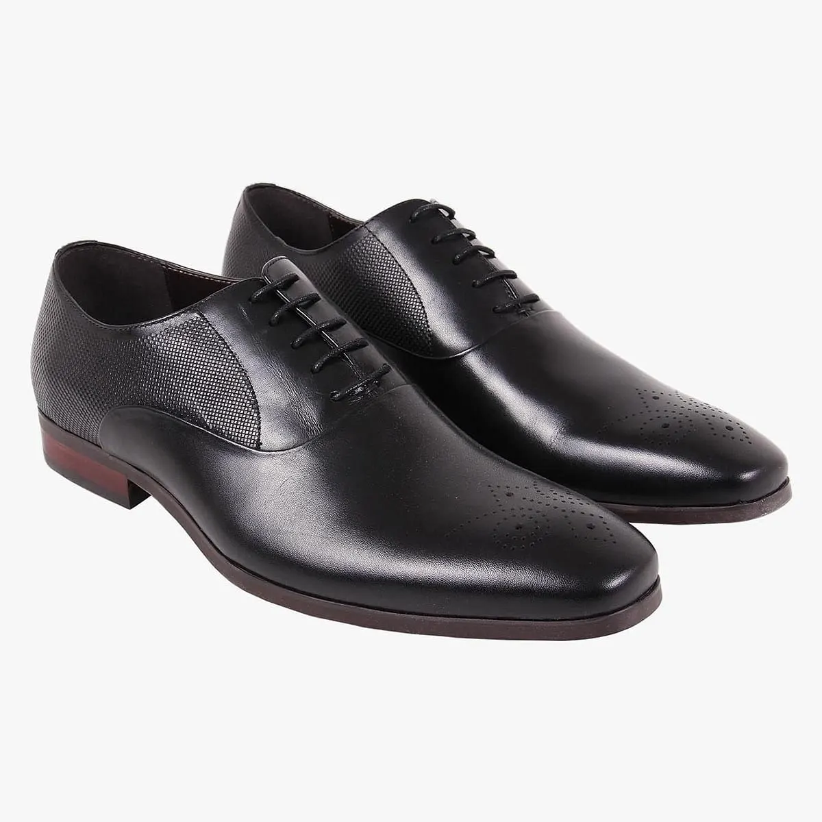 Jercin Black Tie-Ups & Dress Loafers