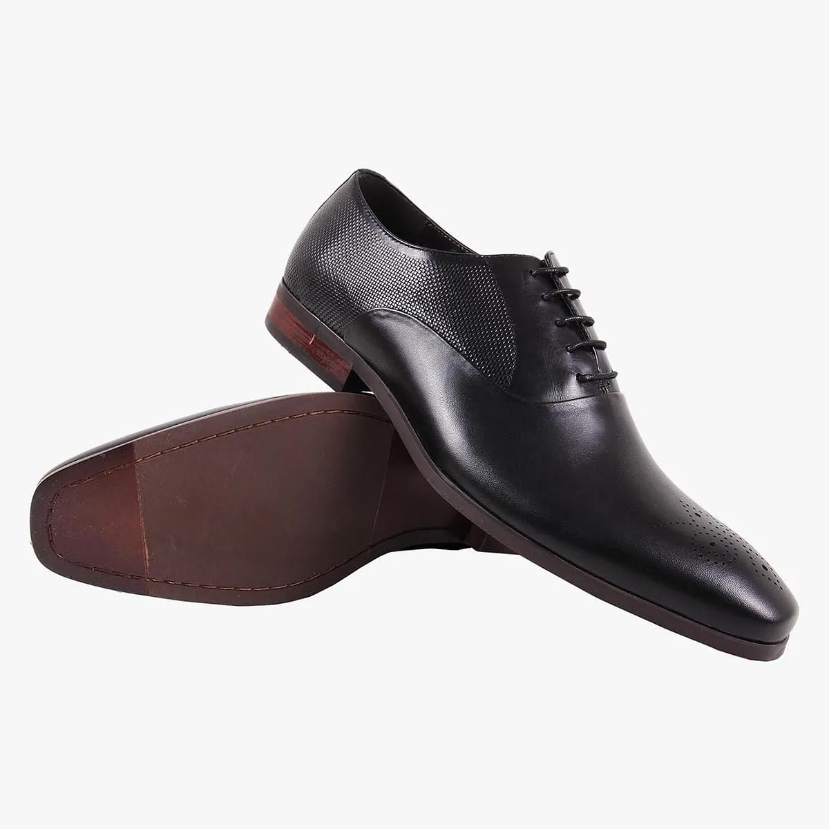 Jercin Black Tie-Ups & Dress Loafers