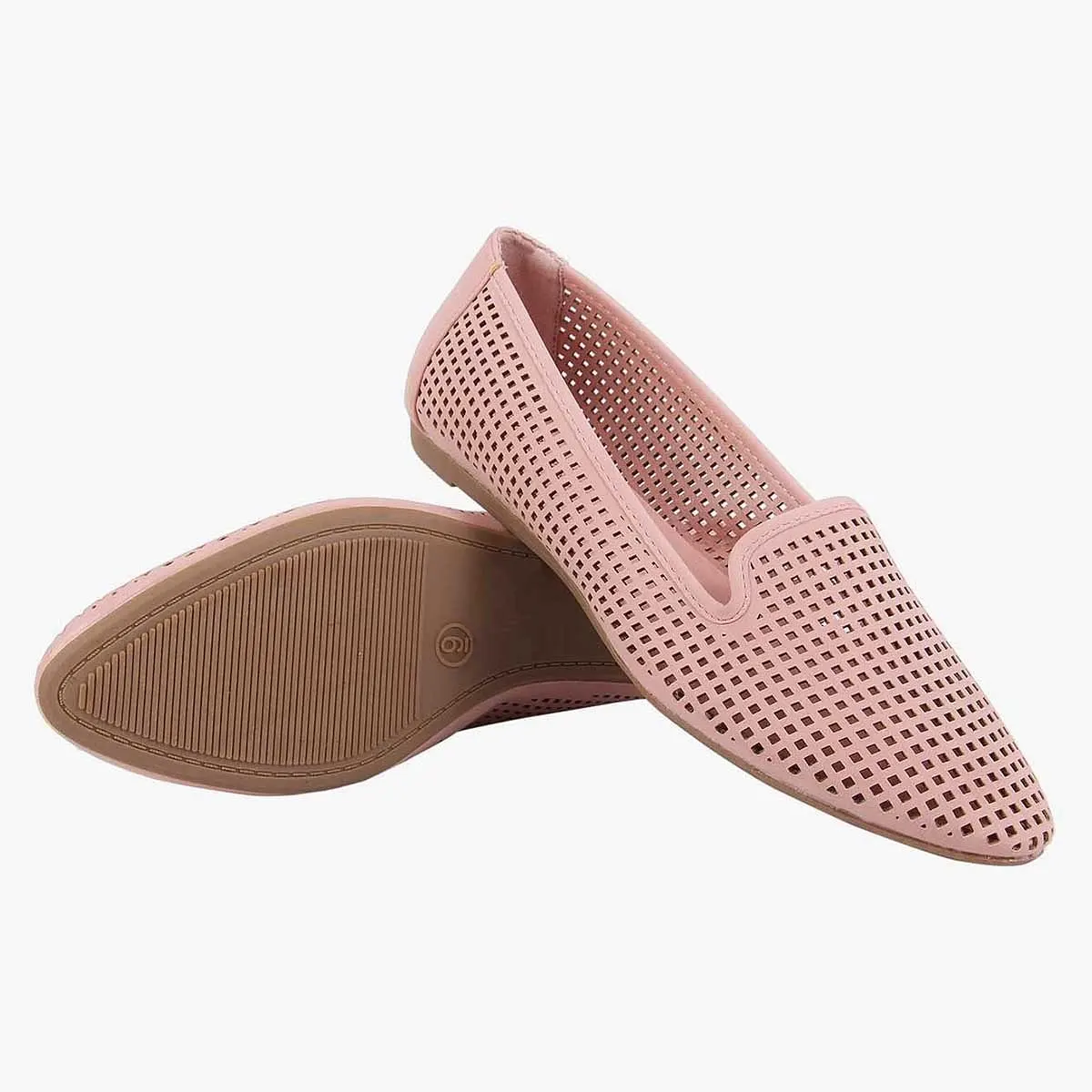 Lacy Pink Closed Flats & Ballerinas
