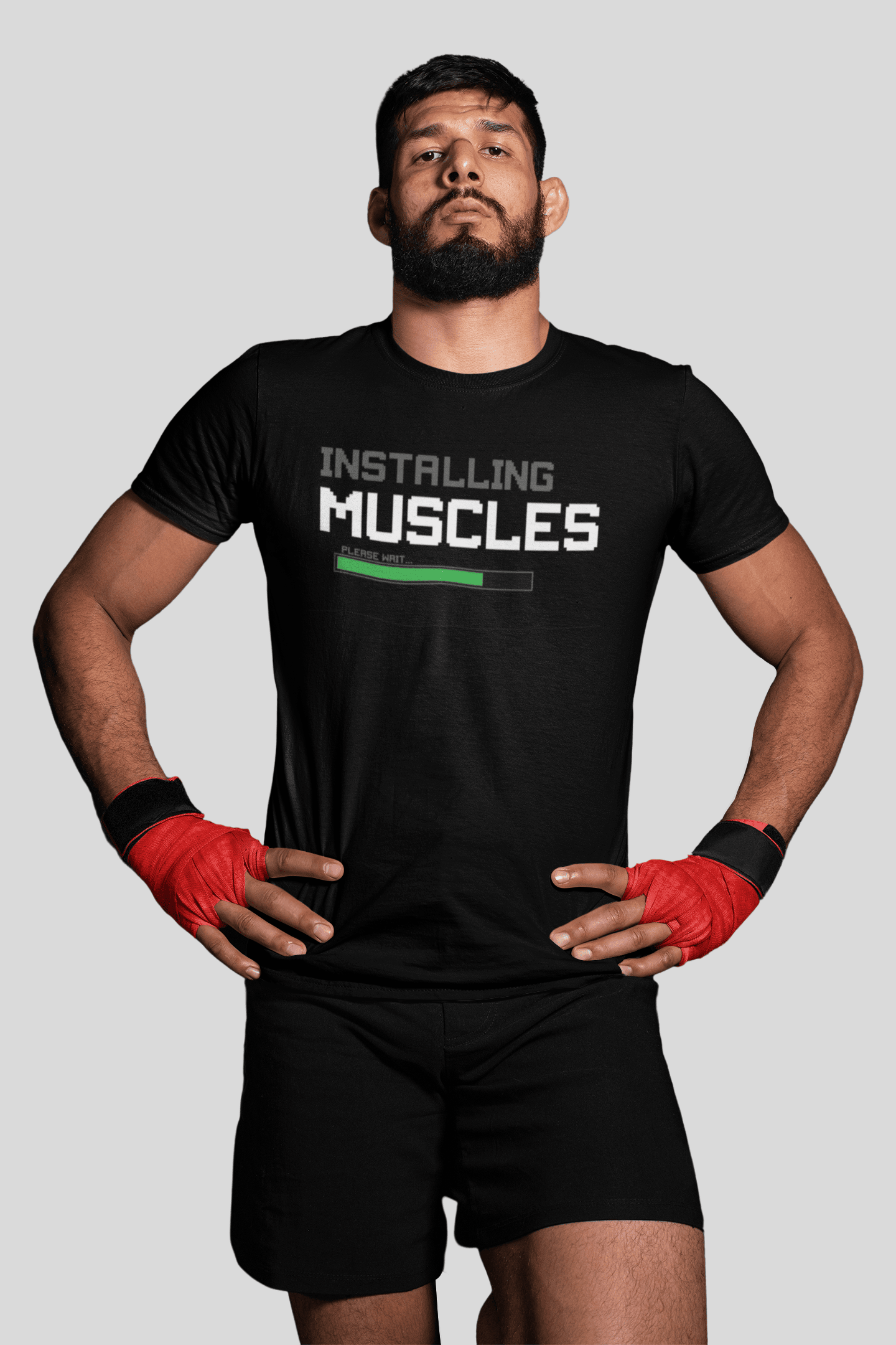 STORKS BLACK DRI FIT HALF SLEEVES ACTIVEWEAR INSTALLING MUSCLES T SHIRT