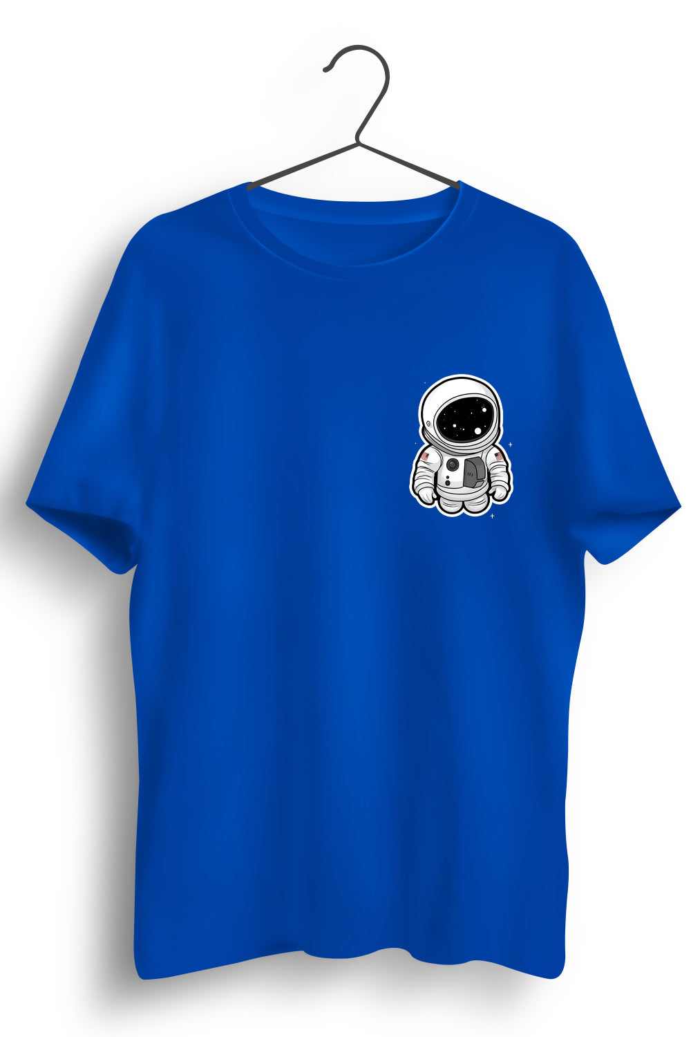 Astronaut Pocket Printed Graphic Blue Cotton Tshirt