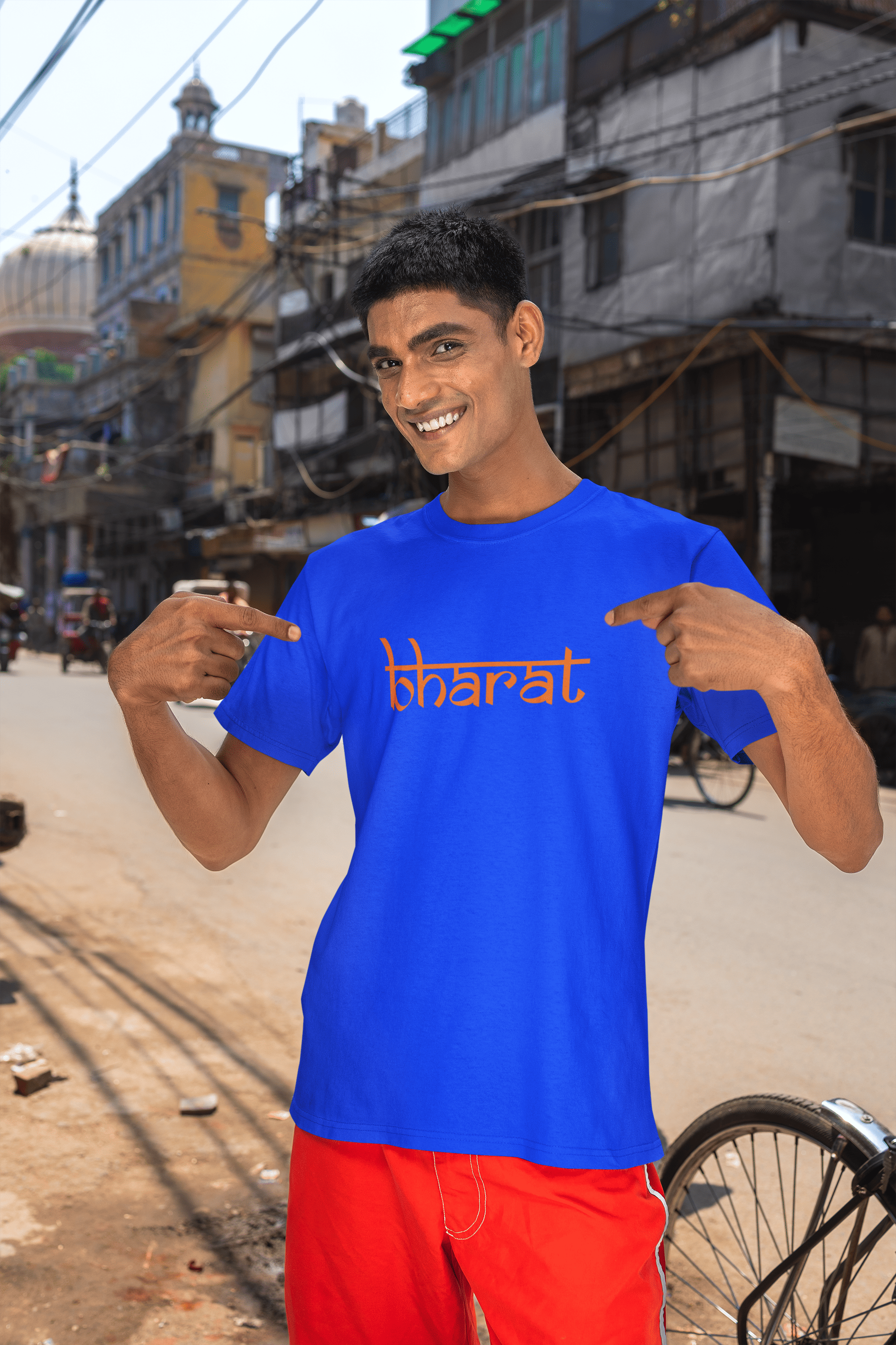 Bharat Printed Round Neck Mens Cotton Tshirt