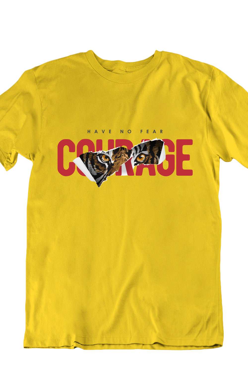 Have no fear Cotton Tshirt with Tiger Graphic - Quirky Graphic Cotton Tshirt Yellow Color