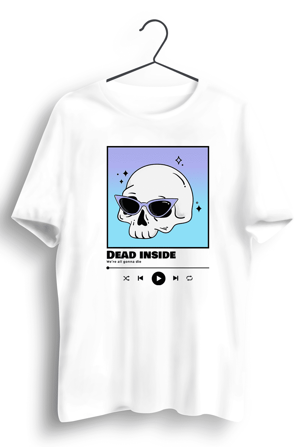 Dead Inside Graphic Printed Mens Round Neck White Cotton Tshirt