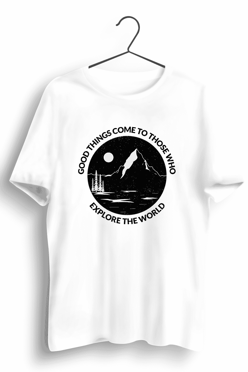 Explore The World Graphic Printed Mens Round Neck White Cotton Tshirt