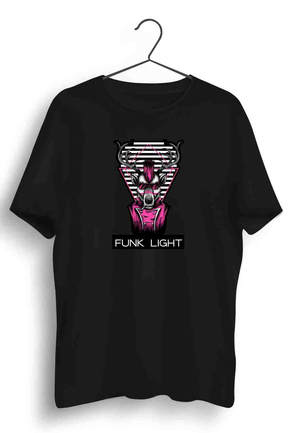 Funk Light Graphic Printed Mens Round Neck Black Cotton Tshirt