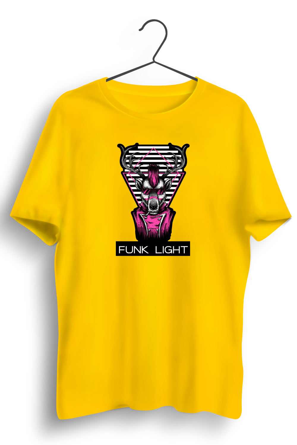 Funk Light Graphic Printed Mens Round Neck Yellow Cotton Tshirt