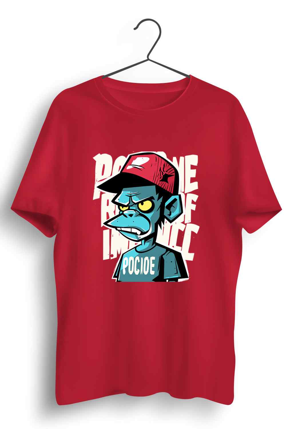 Funky Apes Graphic Printed Mens Round Neck Red Cotton Tshirt