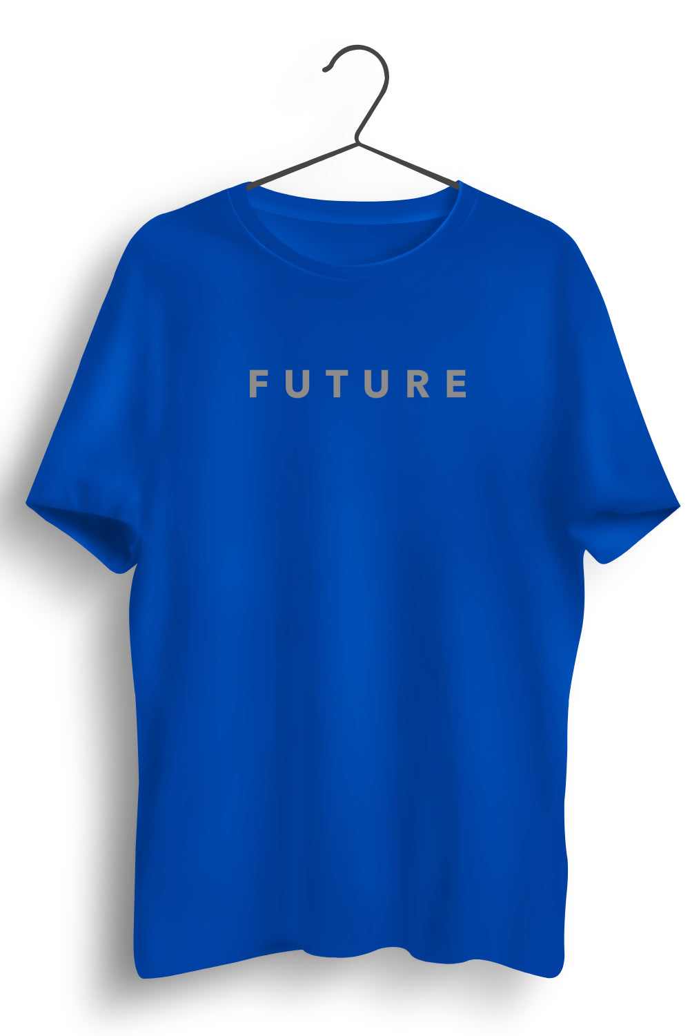 Future Reflective Graphic Printed Mens Round Neck Blue Cotton Tshirt