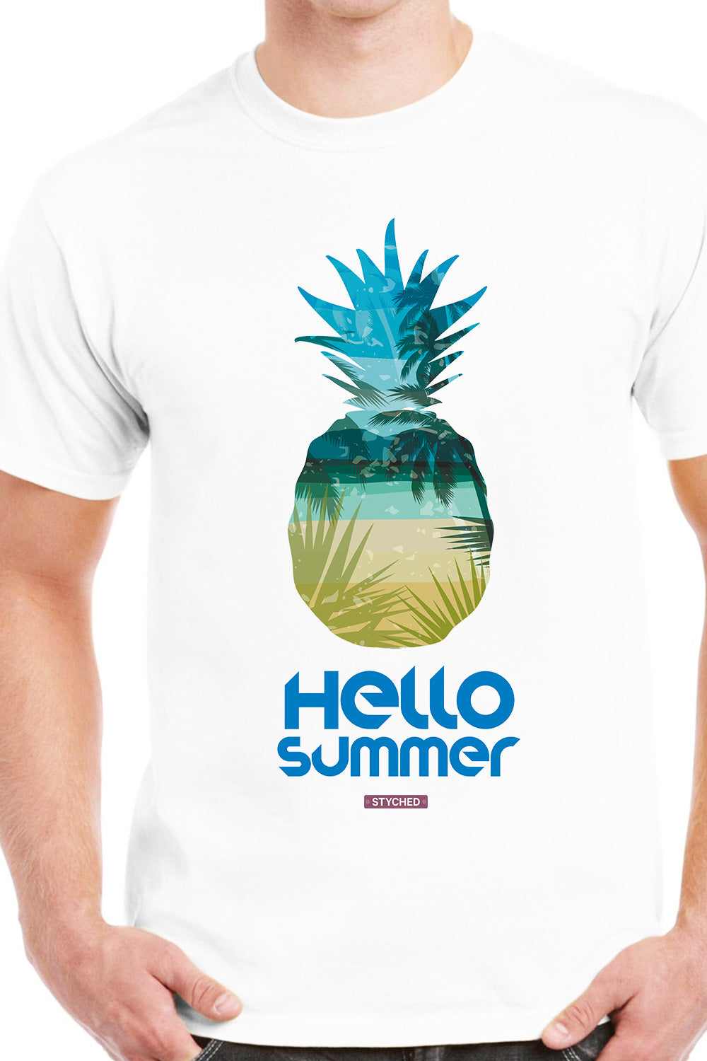 Hello Summer - Graphic Printed Mens Cotton Tees