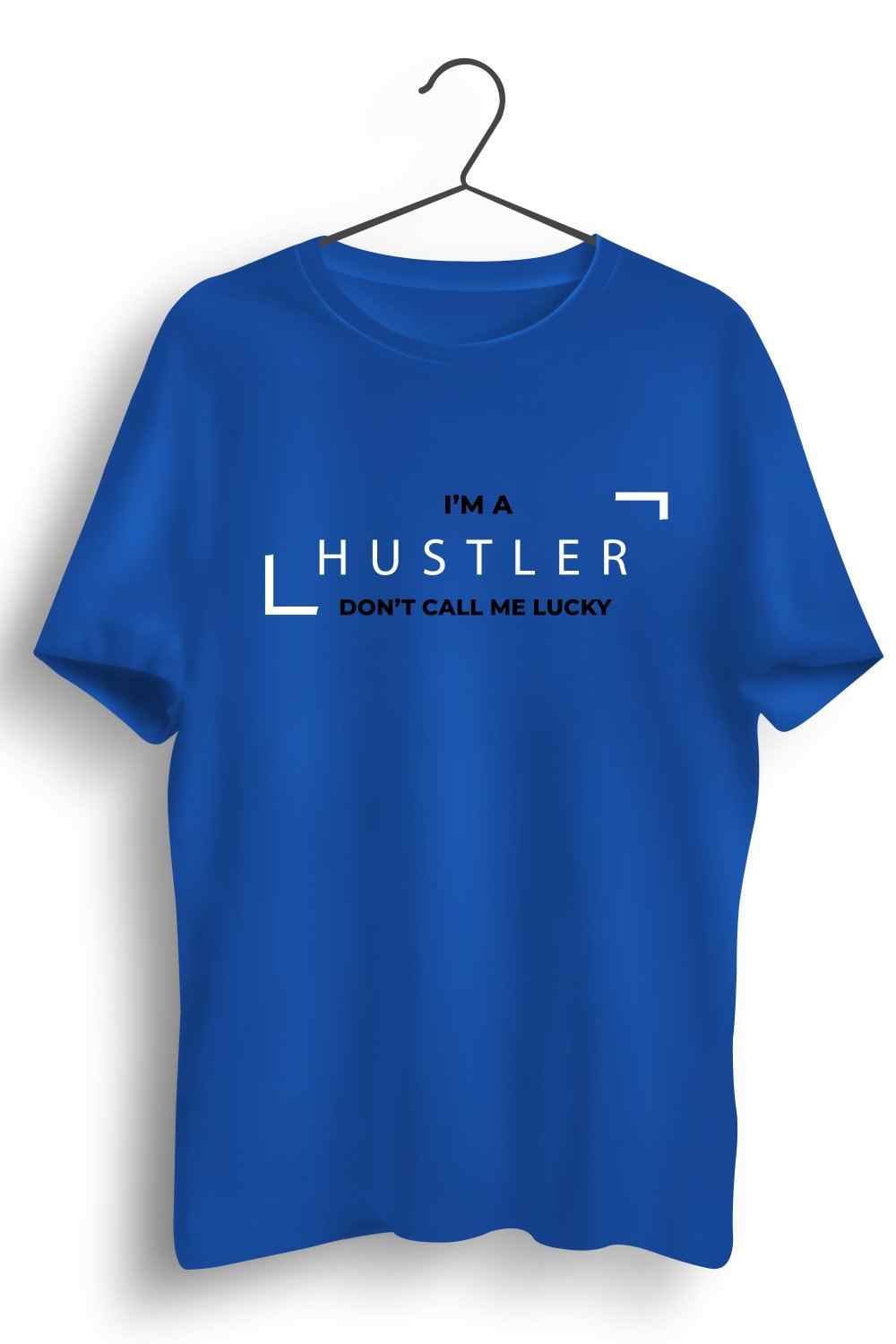 Hustler Graphic Printed Mens Round Neck Blue Cotton Tshirt