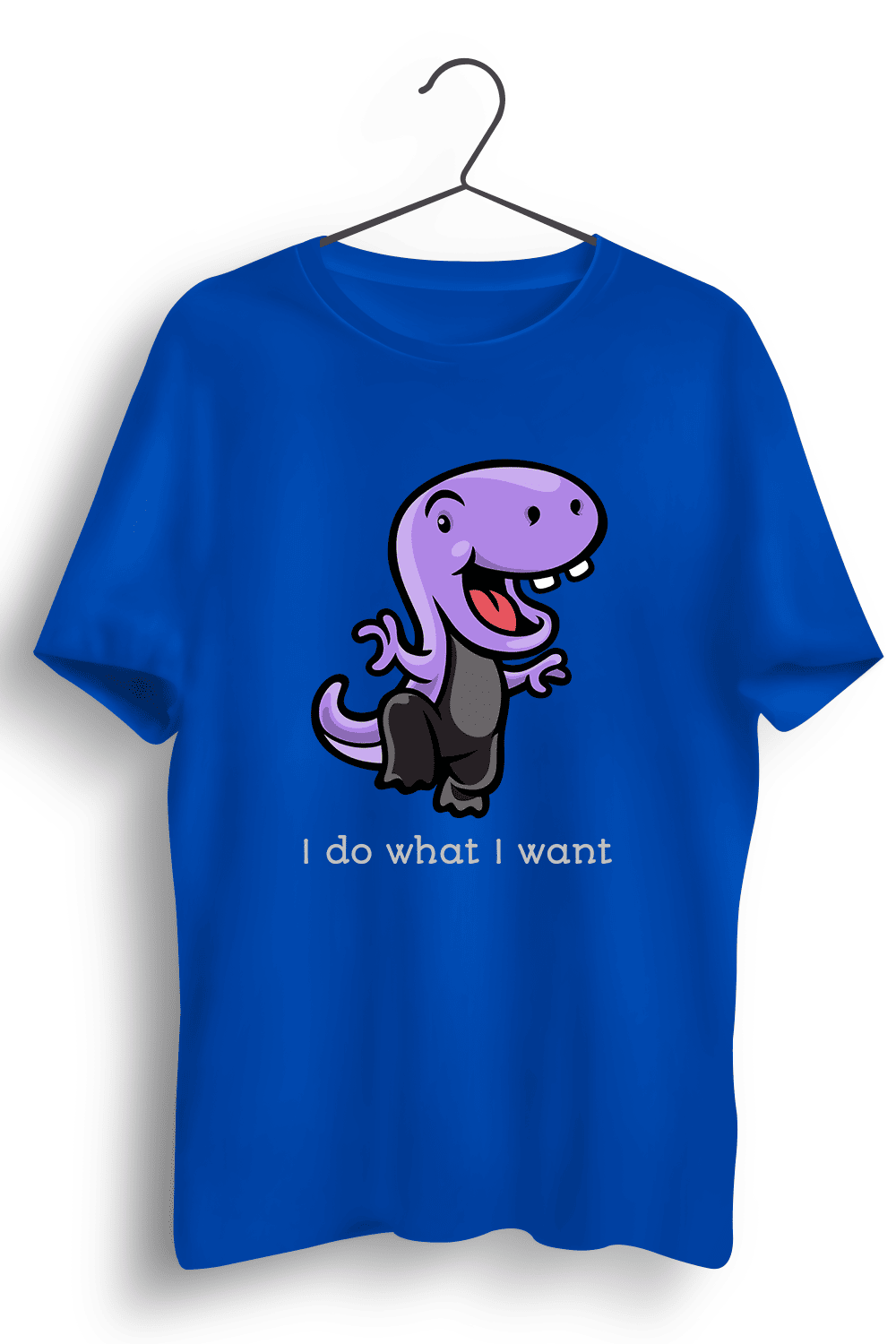 I Do What I Want Graphic Printed Mens Round Neck Blue Cotton Tshirt