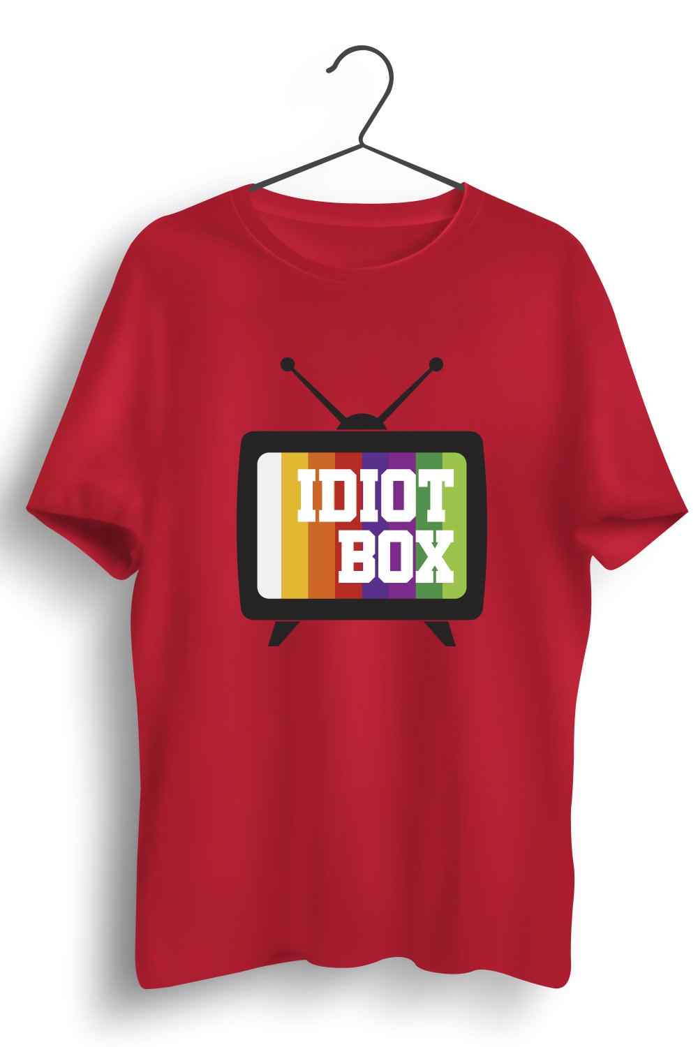 Idiot Box Graphic Printed Mens Round Neck Red Cotton Tshirt