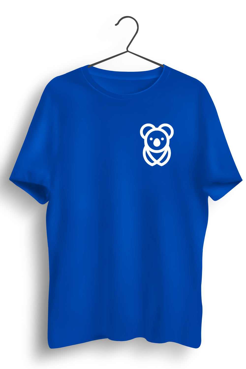 Koala Graphic Printed Mens Round Neck Blue Cotton Tshirt