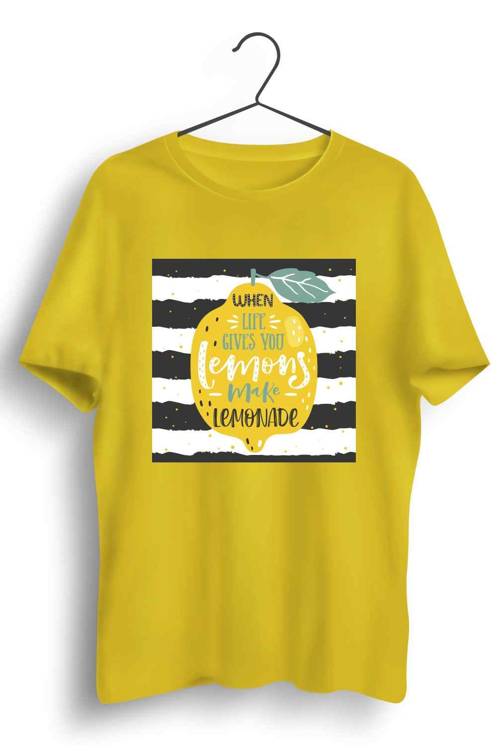 When Life Gives You Lemon Graphic Printed Mens Round Neck Yellow Cotton Tshirt