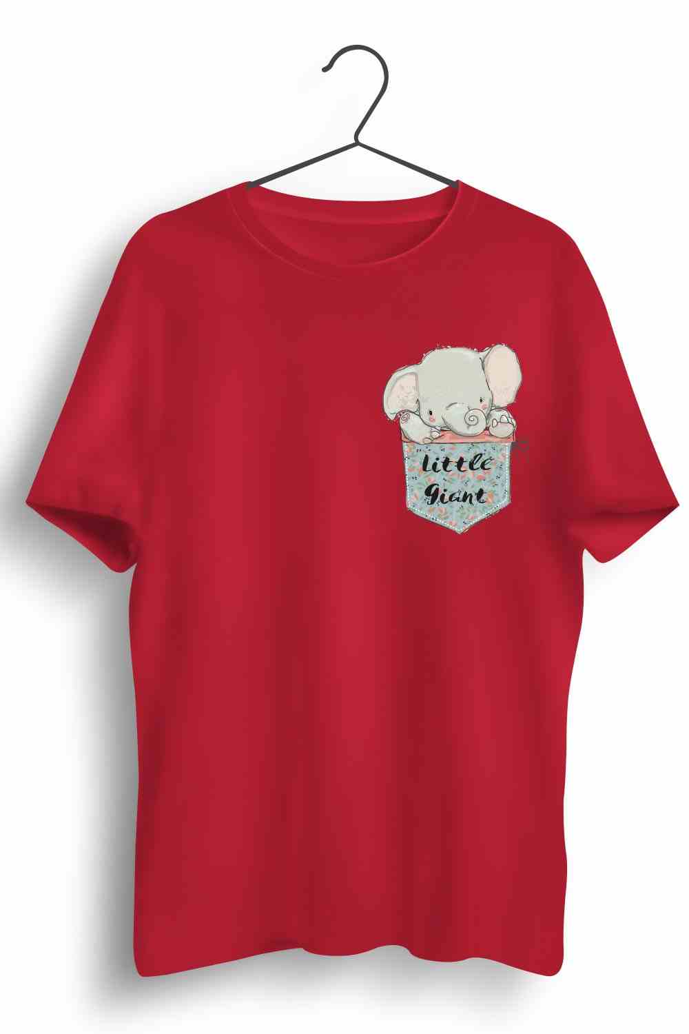 Little Giant Graphic Printed Mens Round Neck Red Cotton Tshirt