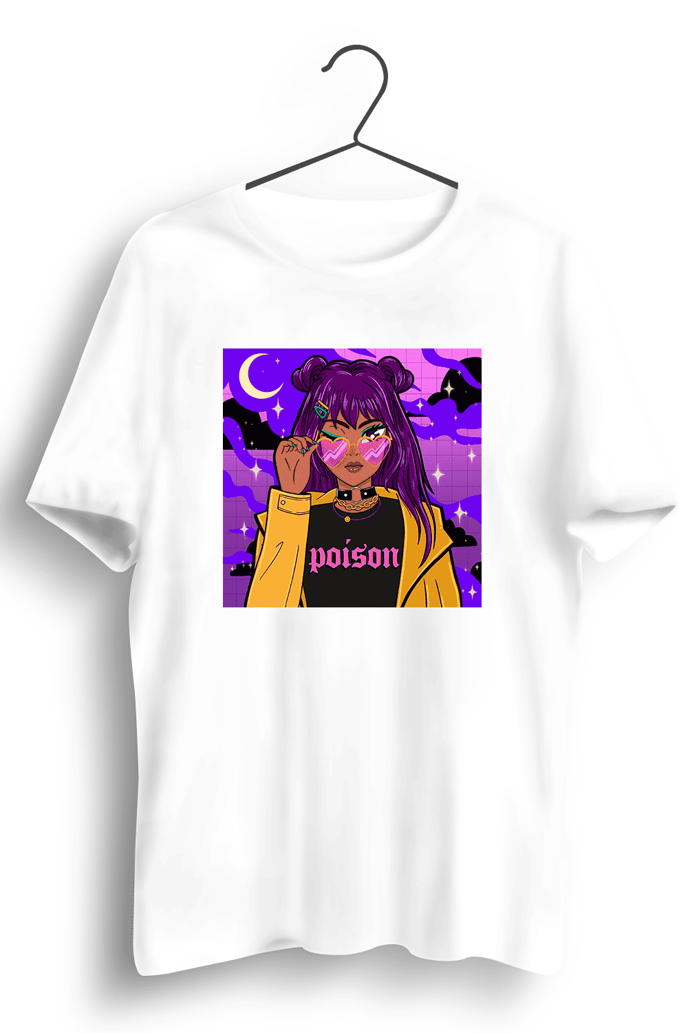 Poison Graphic Printed Mens Round Neck White Cotton Tshirt