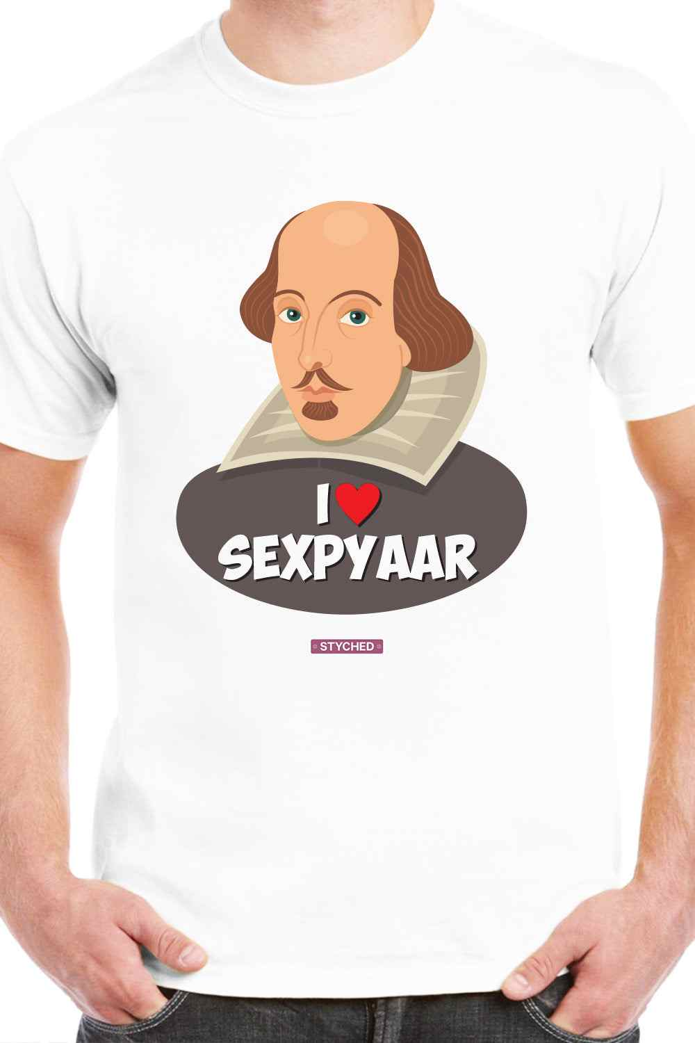 I Love Shakespeare - Quirky Graphic Printed Mens Cotton White Cotton Tshirt