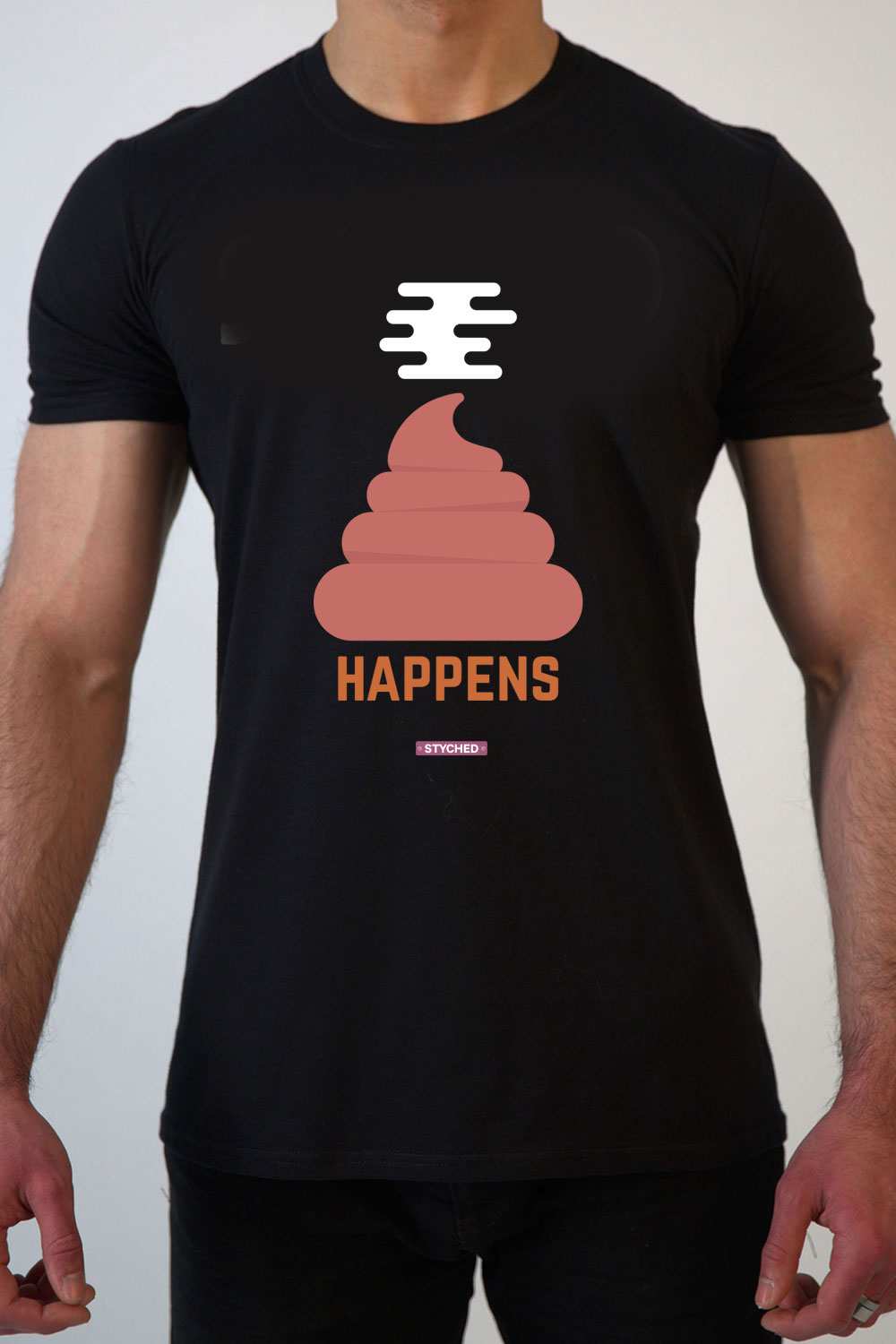Shit Happens - Quirky Graphic Printed Mens Cotton T-Shirt Black Color
