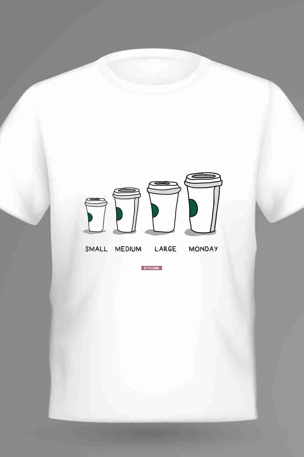 Small to Monday Coffee - Graphic Printed Mens Cotton T-Shirt White Color