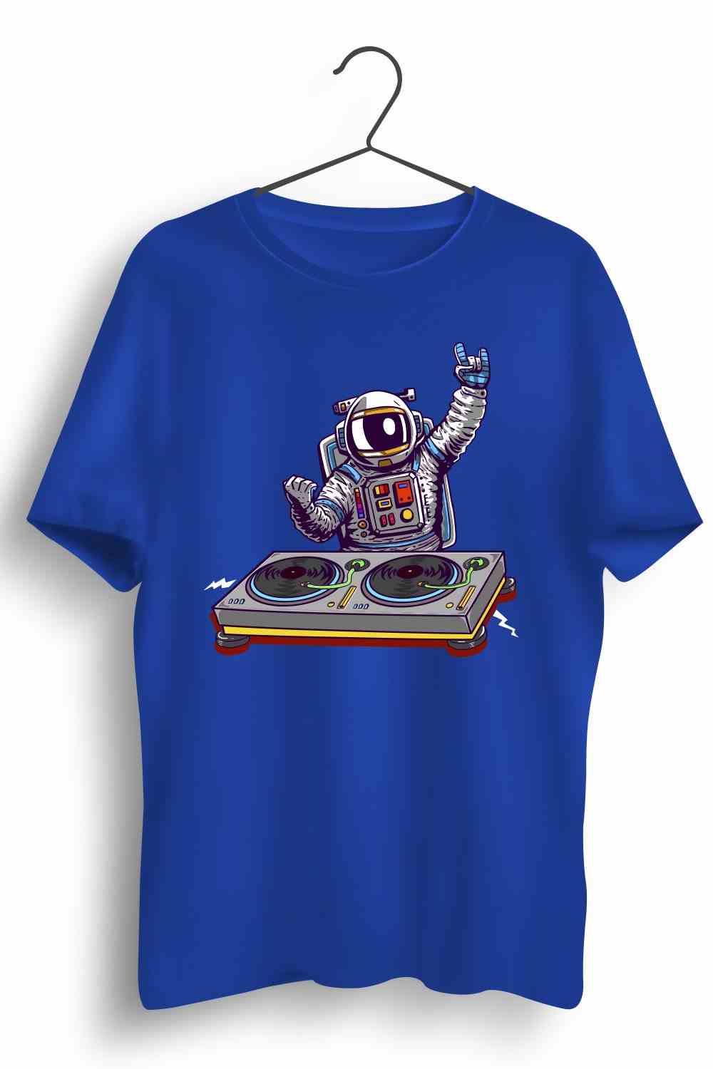 Space Jam Graphic Printed Mens Round Neck Blue Cotton Tshirt