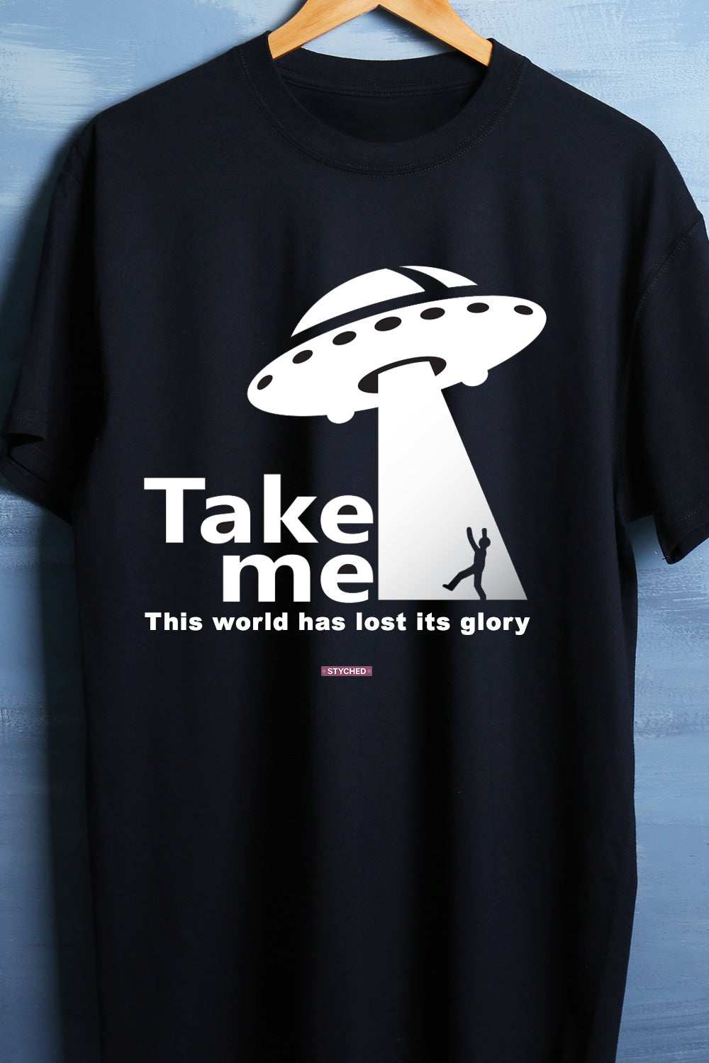 Take me - This world has lost its glory - Black funky Graphic Printed Mens Cotton Tshirt