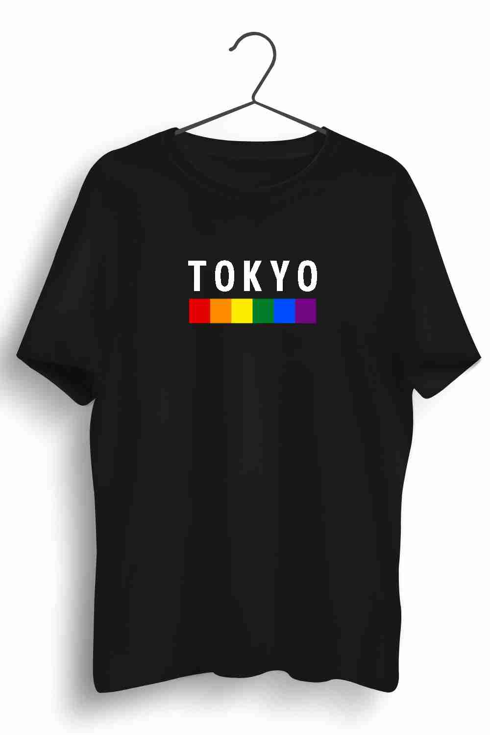 Tokyo Graphic Printed Mens Round Neck Black Cotton Tshirt
