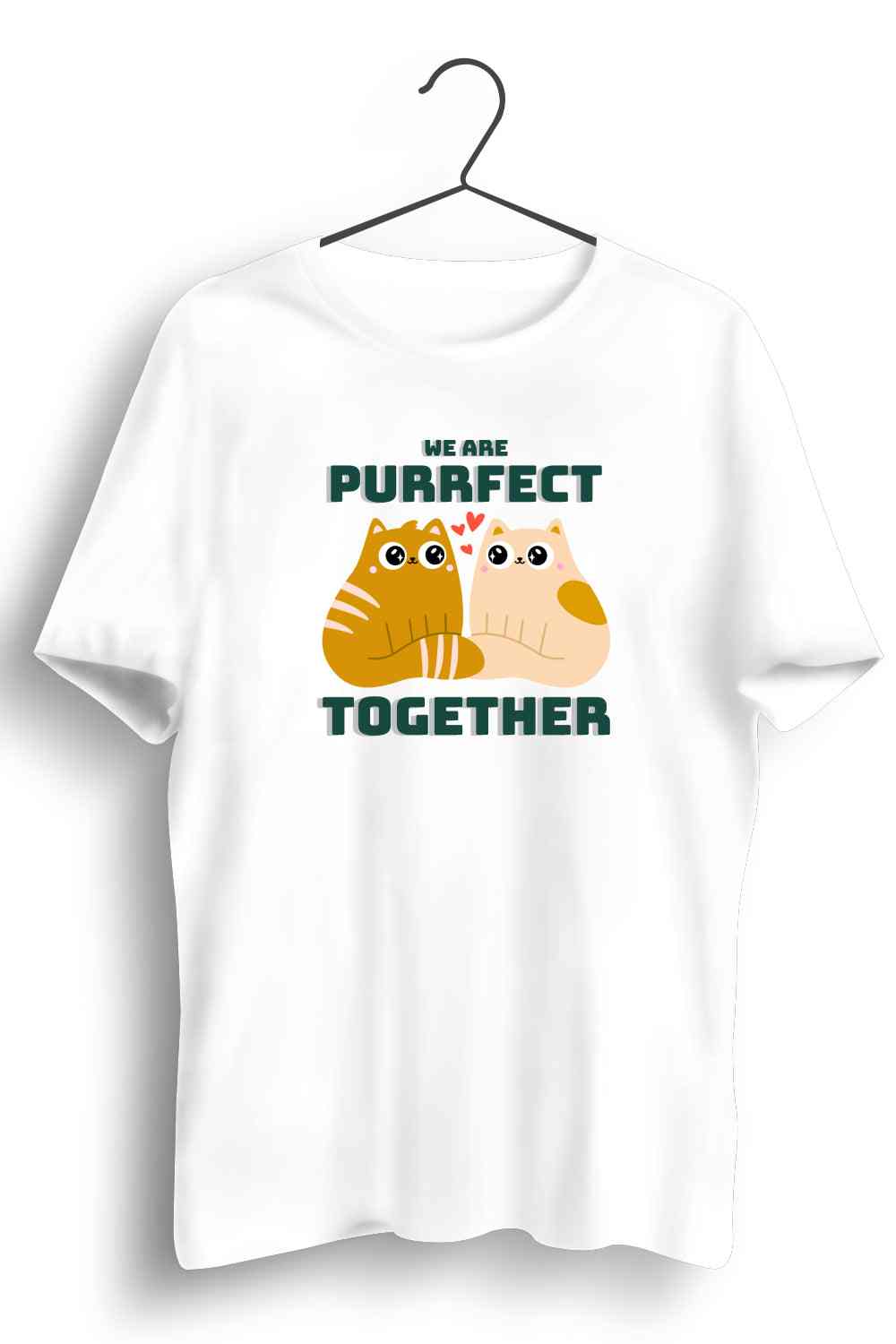 Perfect Together Graphic Printed Mens Round Neck Cute White Cotton Tshirt