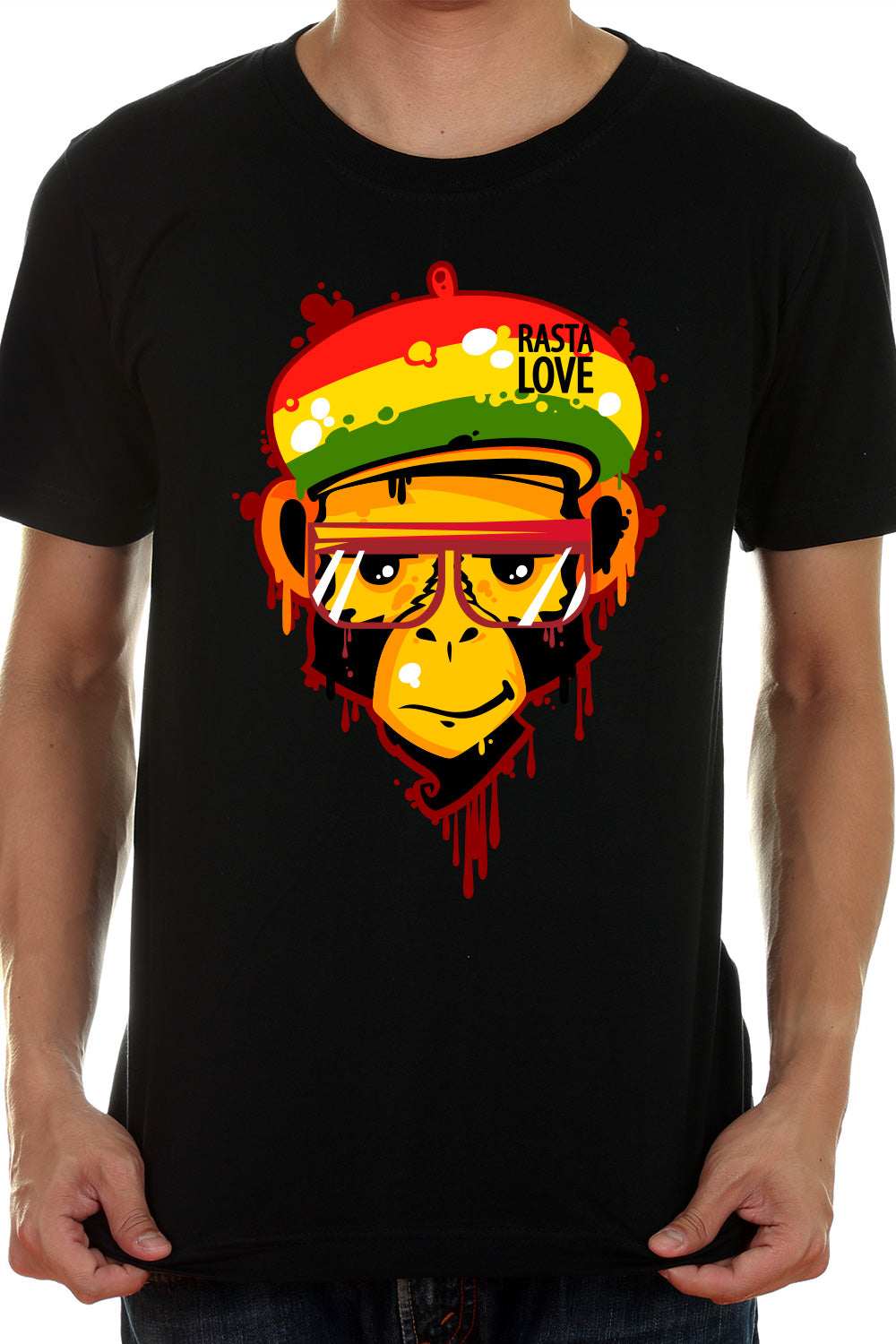Rasta Love - Reggae Love Graphic Printed Mens Round Neck Cotton Tshirt