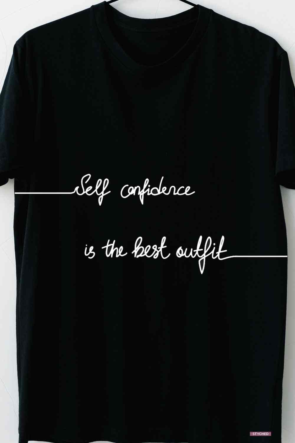 Self Confidence is the Best Outfit - Black Graphic Printed Mens Cotton Cotton Tshirt