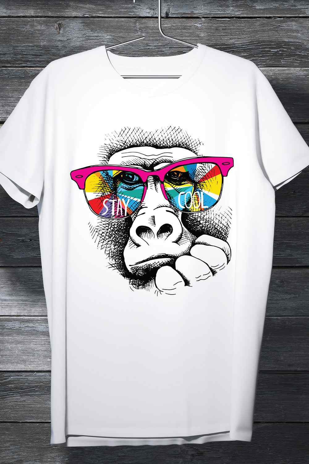 Stay Cool - Monkey with Goggles Cool Graphic Printed Mens Cotton Cotton Tshirt