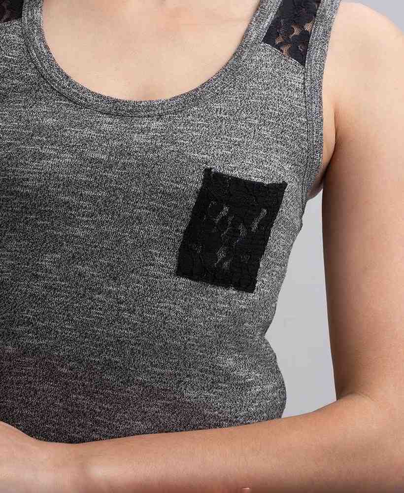 SLUBBY TWIST JERSEY LACE TANK
