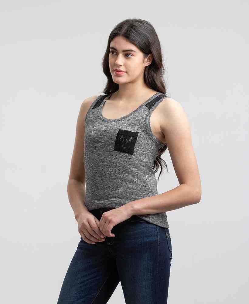 SLUBBY TWIST JERSEY LACE TANK