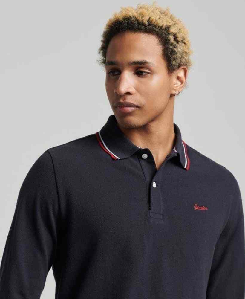 VINTAGE TIPPED LONG SLEEVE POLO SHIRT
