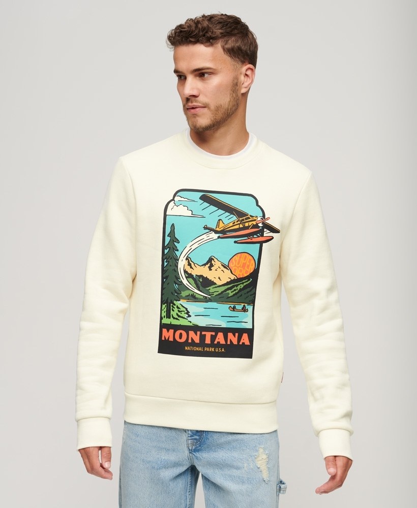 TRAVEL POSTCARD GRAPHIC CREW SWEATSHIRT