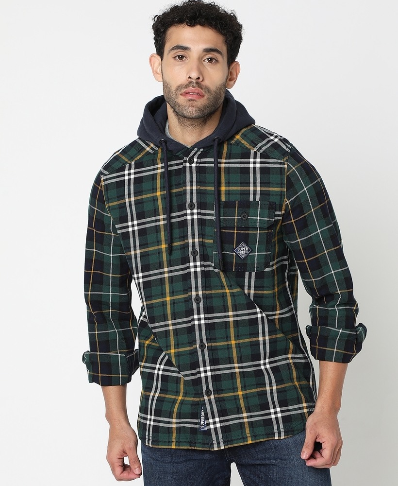 Superdry hooded shirt mens cheap