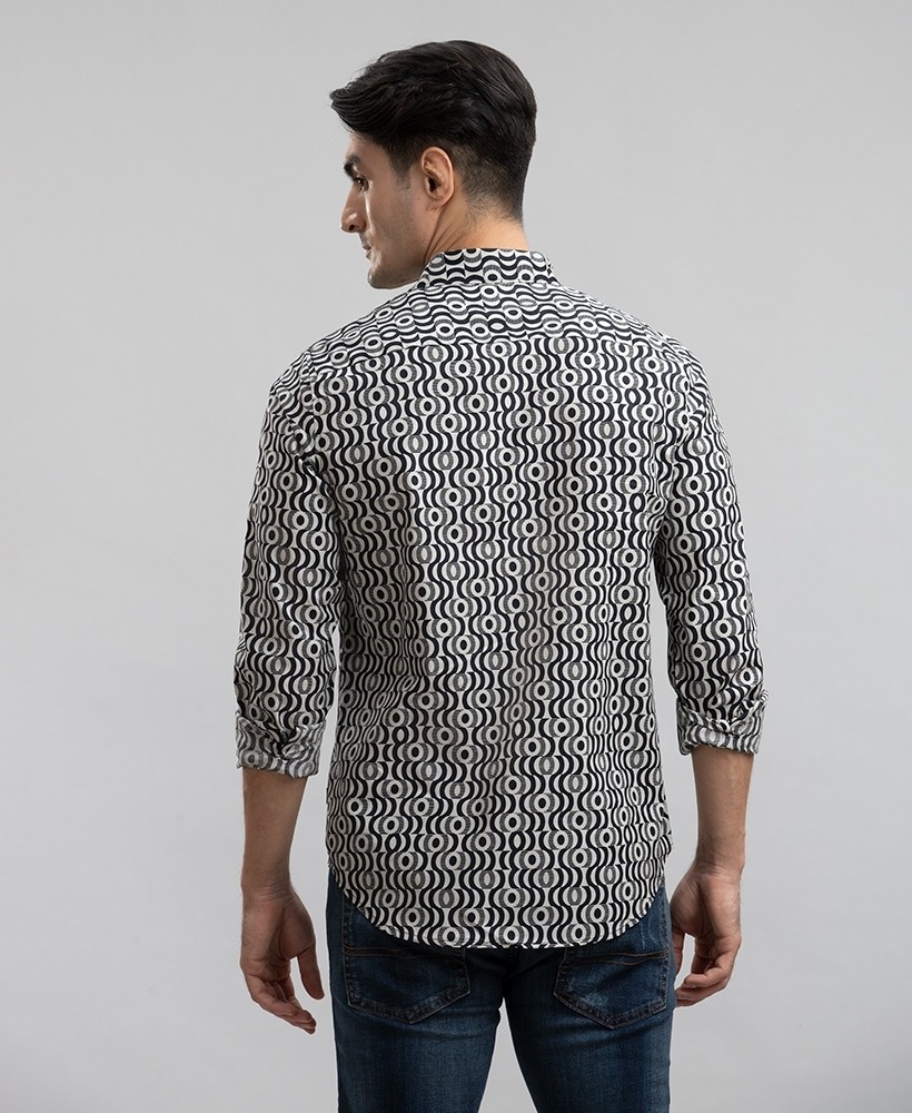 L/S PRINTED POPLIN SHIRT