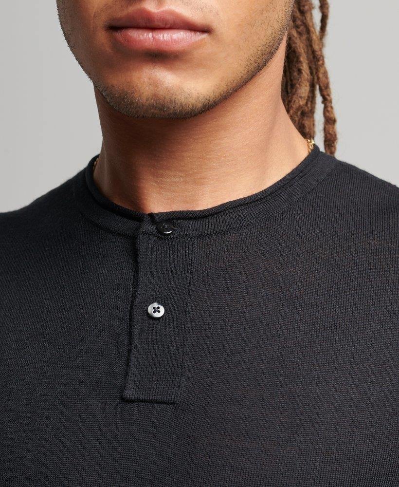 MERINO CREW NECK HENLEY KNITTED TOP